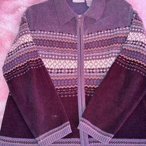 Croft & Barrow Blue Textured Zip-Up Sweater